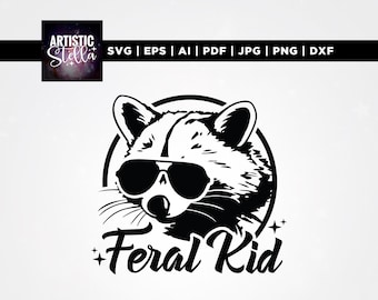 Feral Kid Raccoon SVG, Funny Cool Kid Design (Digital Download)