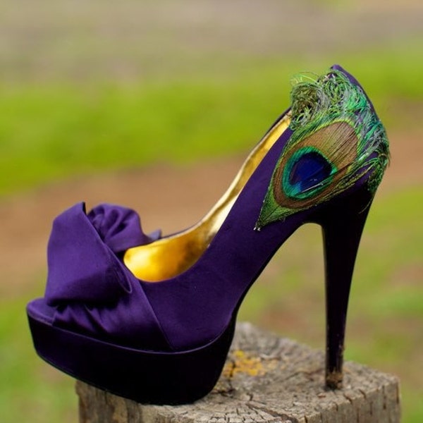 Reserved for Ashley .... NO FEATHER .....Purple Satin Pumps .. Size 8.5