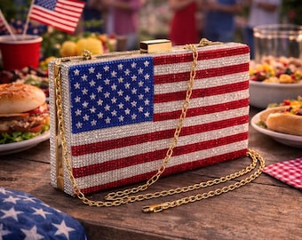 Dedire | Lady Liberty No. 250 — 250th Anniversary Crystal American Flag Clutch (Limited Edition)