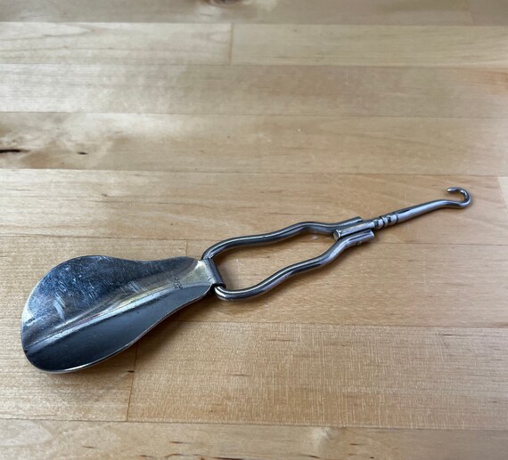 Antique Folding Shoe Horn and Button Hook Silver Tone Metal Etsy