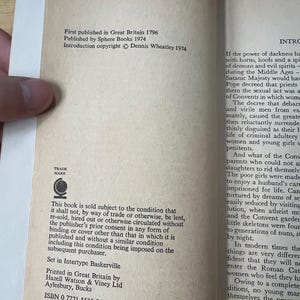 May include: Open book pages with text. The left page includes text: "First published in Great Britain 1796" and "Published by Sphere Books 1974." The right page has the introduction text. The book is printed in Great Britain.