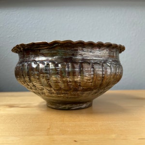 Vintage Egyptian Copper Mixed Metal Bowl, Handsome Textures and Patina, As-found.