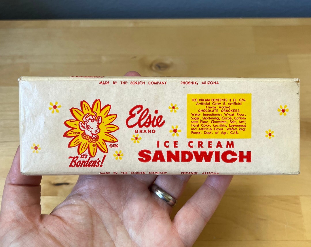 Borden Ice Cream Sandwich Wrapper Around a Block of Wood, Worn, Asis