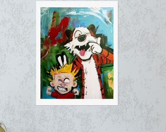 Calvin & Hobbes | Matte Vertical Art Print, Cartoon Wall Decor