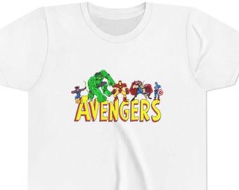 Avengers Characters Youth Tee | Superhero Team Kids Shirt