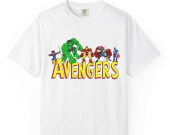 Avengers Character Lineup T-shirt | Superhero Retro Logo
