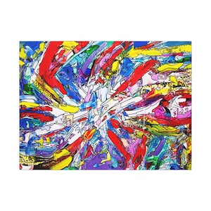 Abstract Chaotic Linework Canvas Wall Art – Bright Colorful Modern Artwork, Eclectic Sketch Style Painting, Statement Home Décor