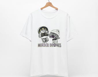 Murder Drones Characters T-Shirt | Animated Robot Duo Tee
