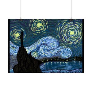 Starry Night Art Print, Vintage Wall Art, Home Decor, Gift for Art Lovers, Bedroom Wall Decor, Unique Gift Idea