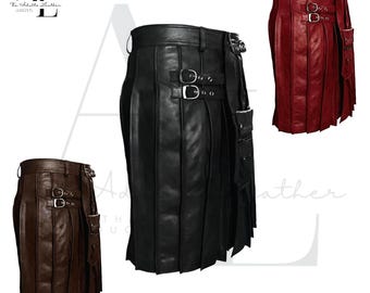 Genuine Leather Utility Kilt with Cargo Pockets