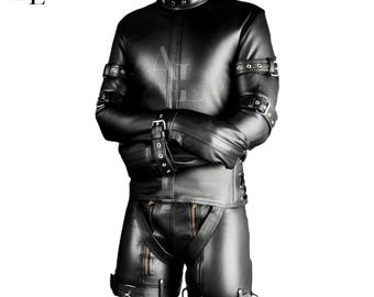 Handmade Leather Bondage Strait Jacket | Heavy Duty Restraint Suit