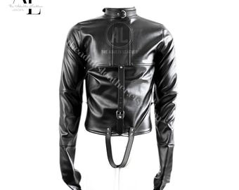 Leather Straitjacket Restraint Top - Goth Punk Bondage Jacket