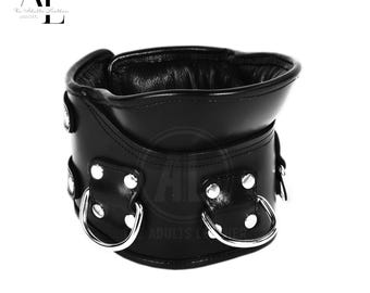 Handmade Leather Padded Collar with D-Rings