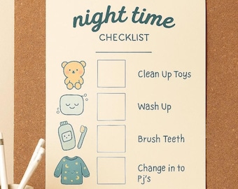 Nächtliche Checkliste für Jungen: Pastellfarben (PDF-Download