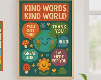 Kindness Poster: Positive Words Classroom Art (Digital Download