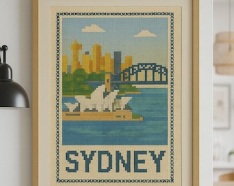 Sydney Opera House Kreuzstich Poster: Moderne Australien Reisekunst (Digitaler Download)