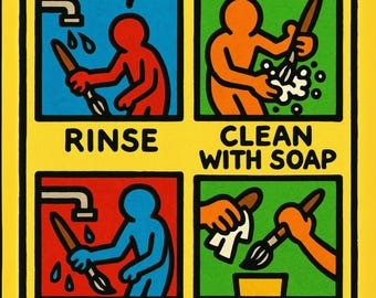 Art Room Supply Care Classroom Reminder | Clean Paint Brushes Poster