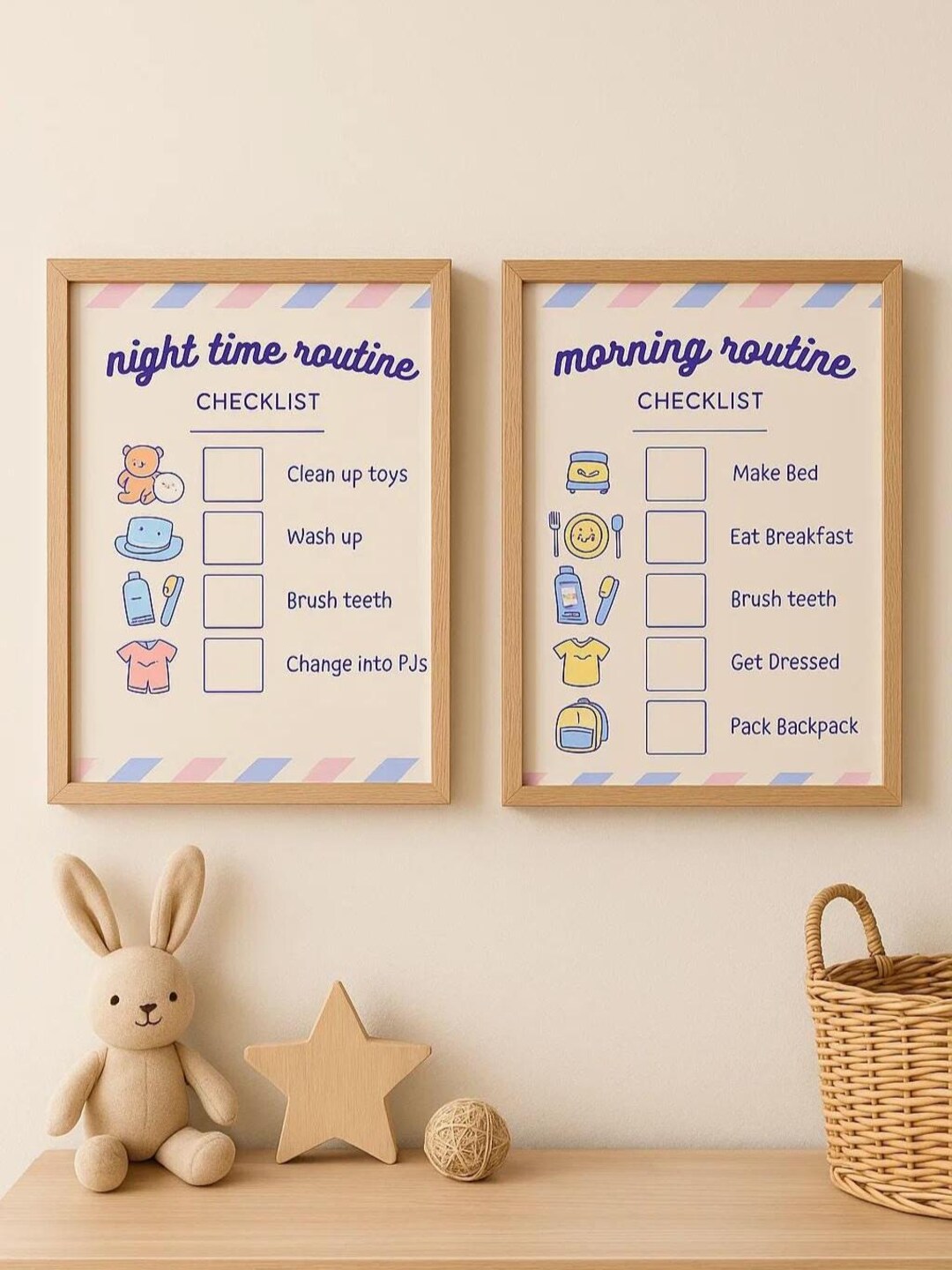 Printable Morning and Night Time Routine Checklist Bundle Time ...