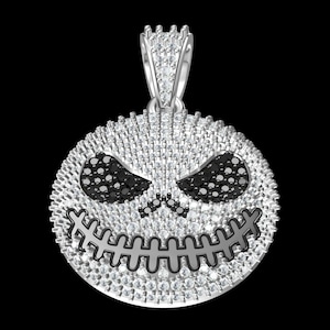 925 Sterling Silver Moissanite Diamond Jack Skellington Head Pendant, Customized Hip Hop Pendant, Personalized Cartoon Charm Pendant