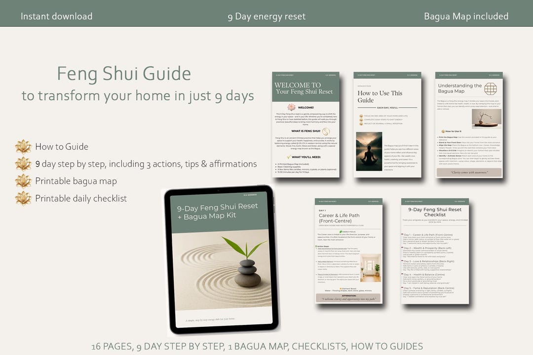 Feng Shui Home Reset Guide for Beginners | 9 Day Feng Shui PDF | Bagua Map Workbook - Etsy