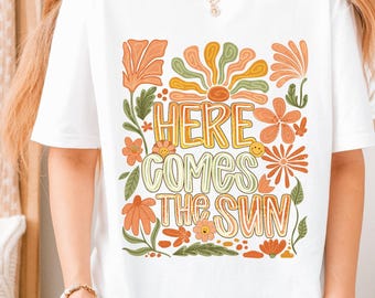 Retro 70s Flower Power T-Shirt: Hippie Boho Sunshine Graphic Tee