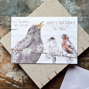 Birthday card All the Birds are Singing garden birds birthday card image 1