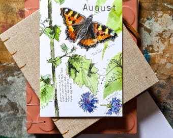 August - Wild Month Blanko Karte, A6, August Geburtstag, Jubiläum