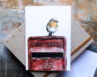 Christmas Robin Card - Royal Mail Robin - blank inside, winter wildlife bird card