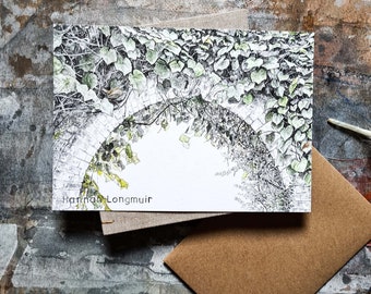 The Archway and the Wren - blank card - wraparound design, landscape print, secret garden