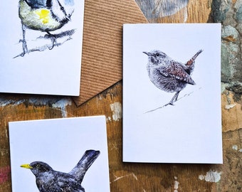 Mini Notecard Set - Garden Birds - Pack of 5