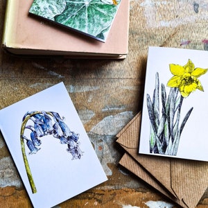 Mini Notelets - Flores - Pacote de 5 Cartões Miniatura com envelopes, flores de primavera e verão