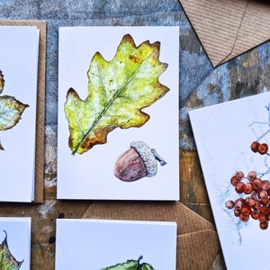 Mini Notecard Set - Foglie - Confezione da 5 piccole carte con buste