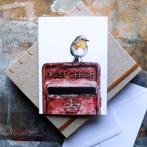 Weihnachtskarte Rotkehlchen - Royal Mail Robin - innen blanko, Winter Wildtier Vogel Karte