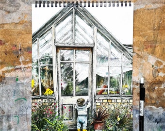 A4 Art Pad - Greenhouse - wire-bound A4 sketchpad, cartridge paper, artist gift