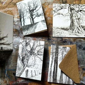Mini Winter Trees Cards – Pack of 5 tiny Notelets with envelopes