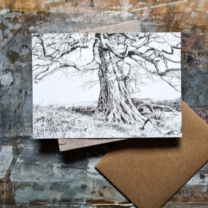 Under This Old Tree - blank card - wraparound design, woodland landscape print