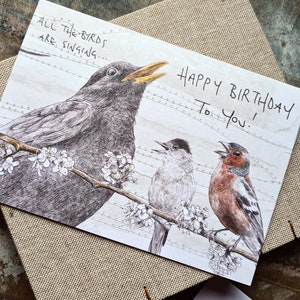 Birthday card All the Birds are Singing garden birds birthday card image 2