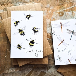 Mini tarjetas de agradecimiento: paquete de 5 pequeñas tarjetas con sobres