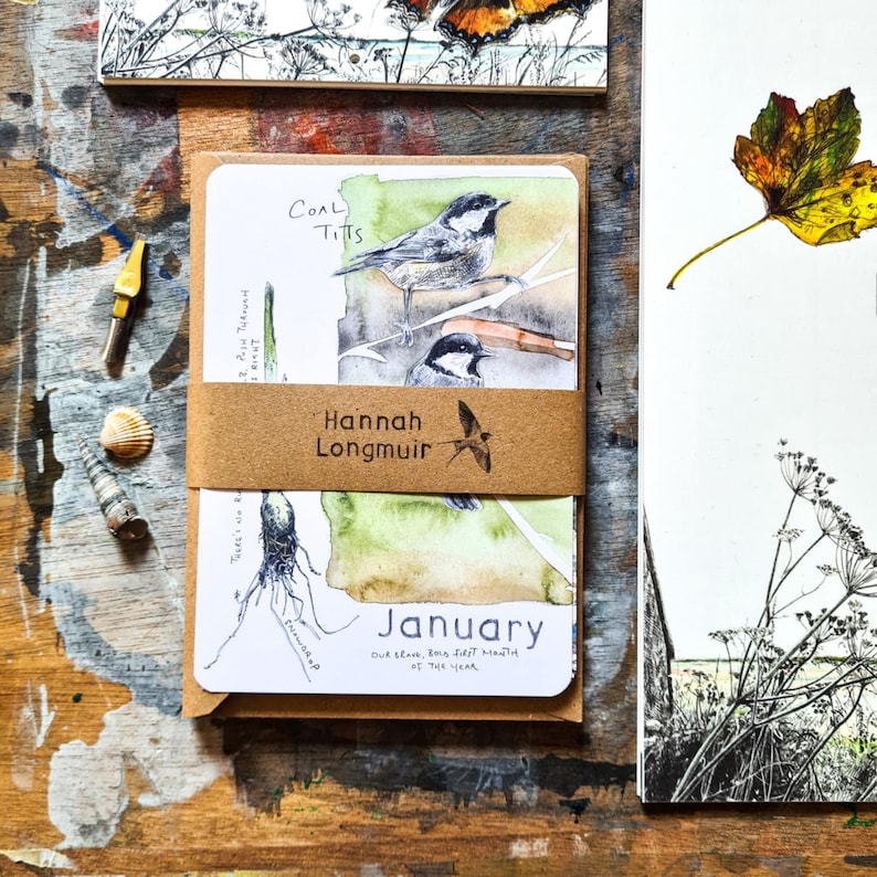 Postales de vida silvestre "Meses salvajes 2026": Año natural, sobres Kraft imagen 1