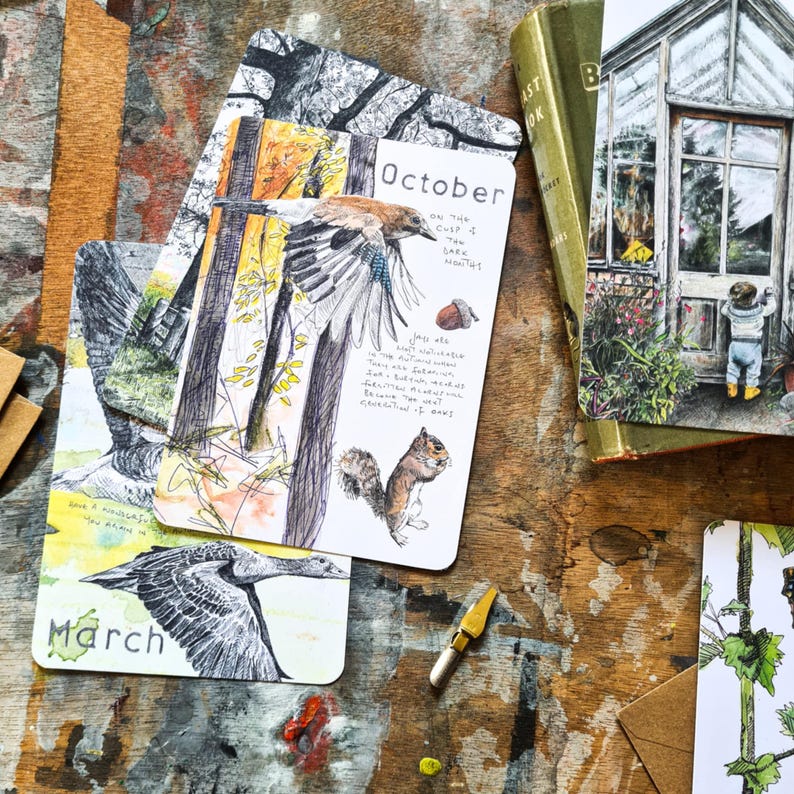 Postales de vida silvestre "Meses salvajes 2026": Año natural, sobres Kraft imagen 5