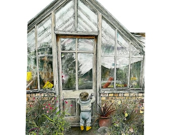 Art Print - Greenhouse - Limited Edition Print, childhood, garden