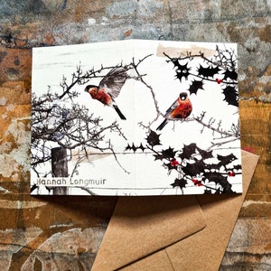 Winter Hedgerow - christmas or winter blank card - wraparound design, midwinter card