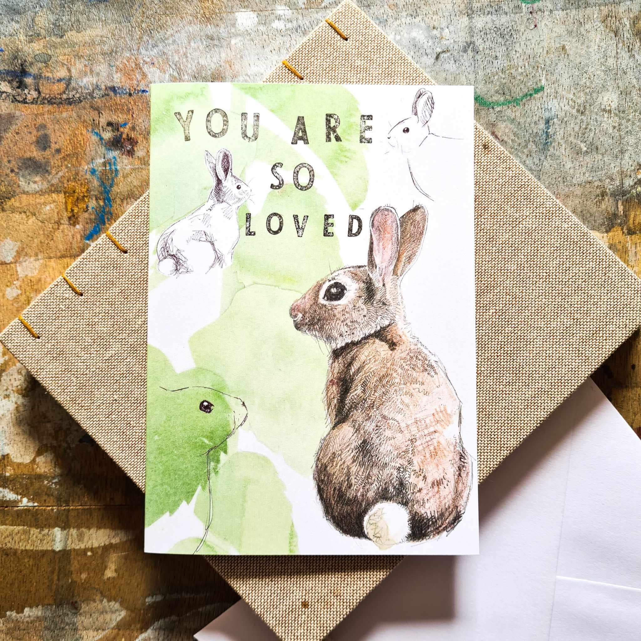 Carte De Vœux Lièvre « Bonjour » - Vierge à L'intérieur, Parfaite Pour Anniversaire
