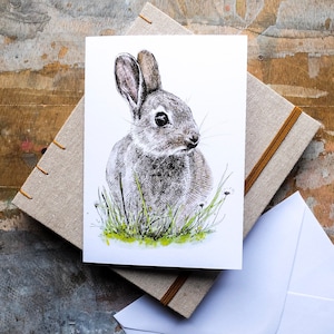 Blank Card - Charlie Bunny - Pencil Drawing