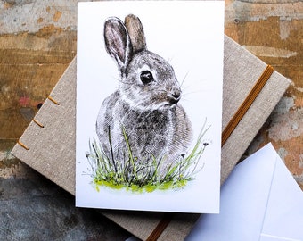 Blank Card - Charlie Bunny - Pencil Drawing