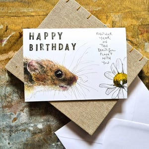 Happy Birthday - weiteren Jahr auf diesem schönen Planet mit Dir - Maus Geburtstagskarte, leer innen