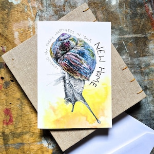 Snail New Home - Umzugskarte - innen blanko, für Gärtner und Naturliebhaber