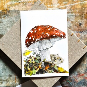 Blanko Karte - Der Fliegenpilz und die Wühlmaus - Herbst Pilz Karte