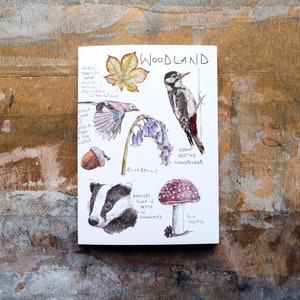 Quaderno Woodland - A6 Carta semplice, quaderno da disegno naturalistico, scuola forestale