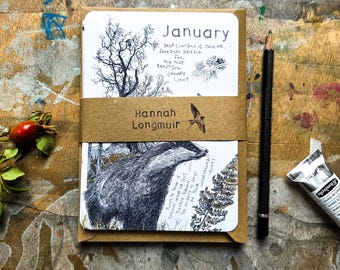 2027 Wild Months Wildlife Postcard Set: Natural Year, Kraft Envelopes PRE ORDER